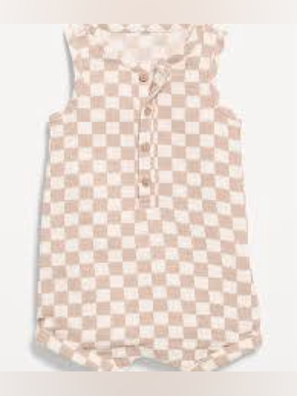 Old Navy Cream Checkered Sleeveless Baby Bodysuit